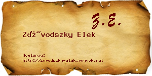 Závodszky Elek névjegykártya